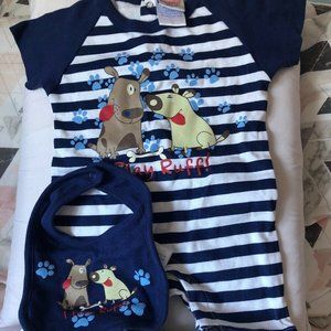 Snugabye Baby Boys 2 Piece Overall & Bib Set 6/9M